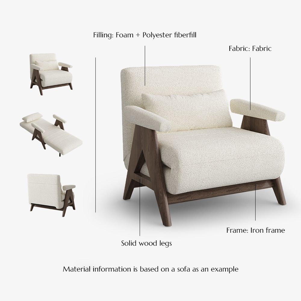 Solid Wood Walnut & White Fabric Chairs