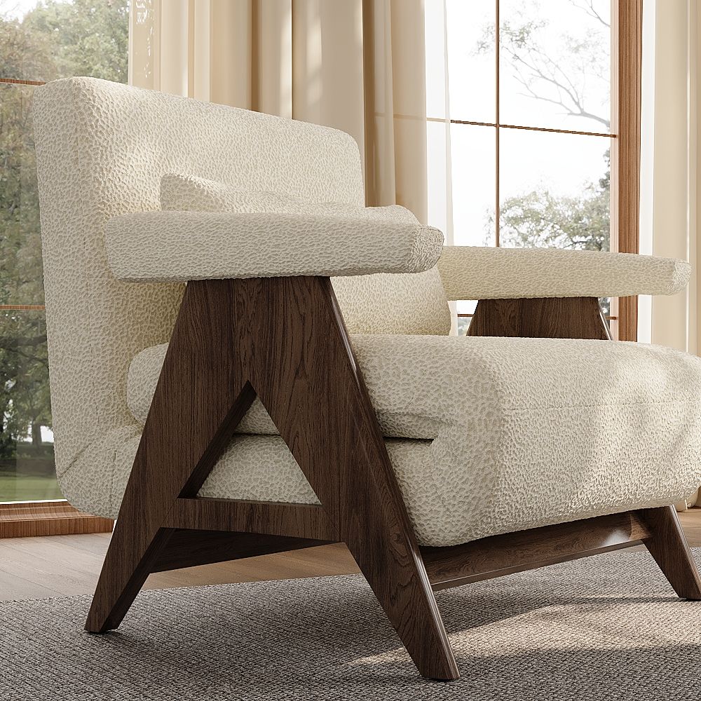 Bedroom Walnut & White Fabric Chairs