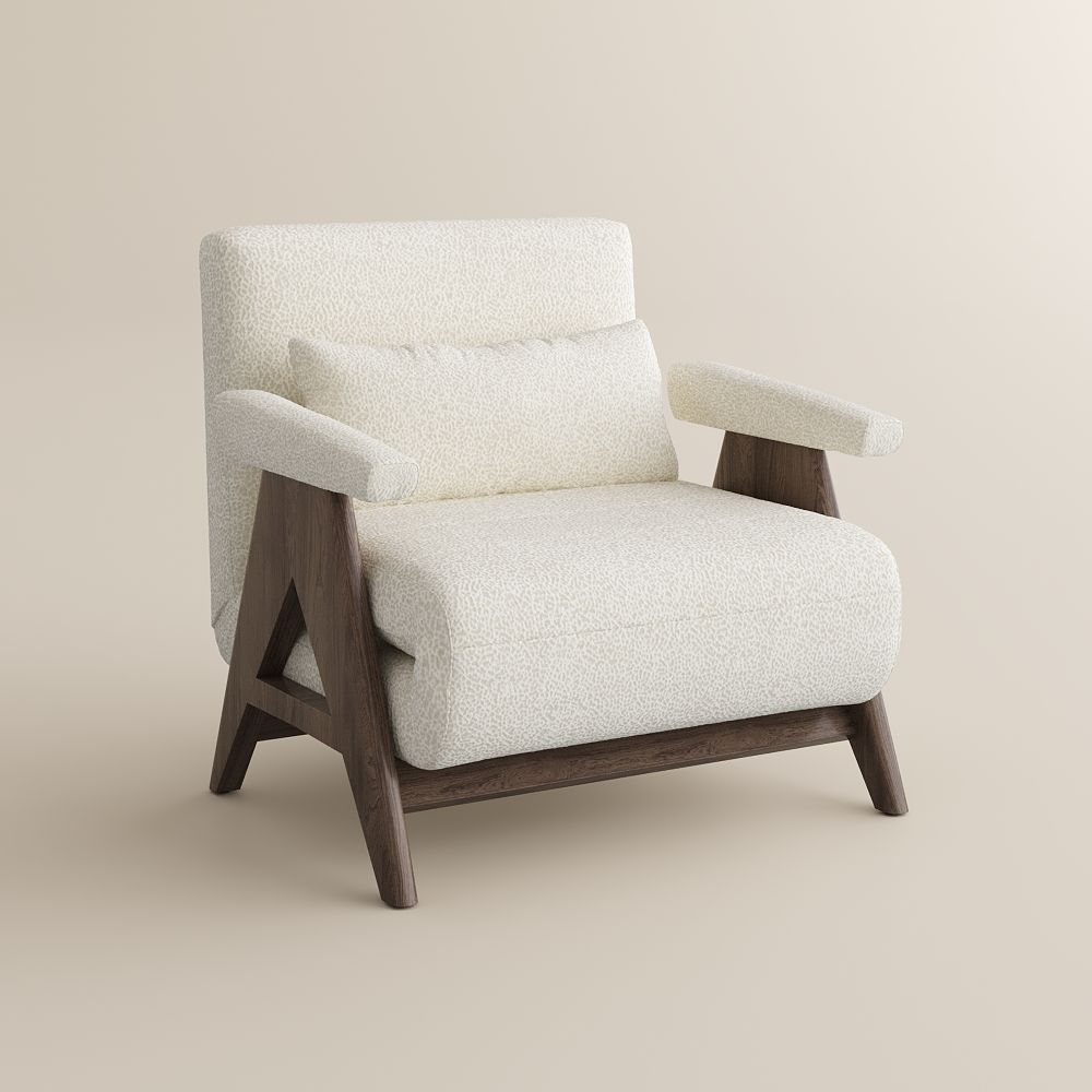Recliner Walnut & White Fabric Chairs