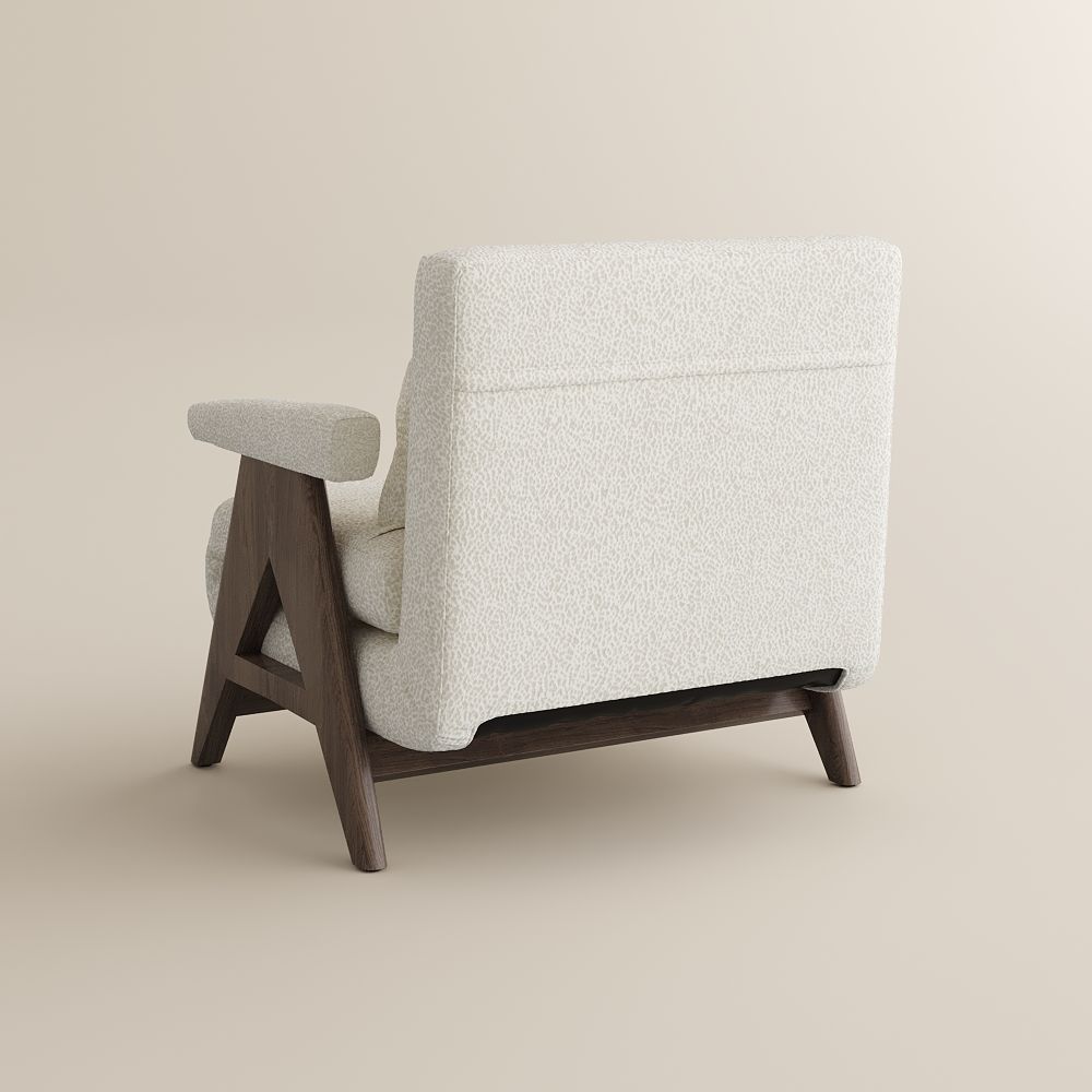 Accent Chair Walnut & White Fabric Chairs