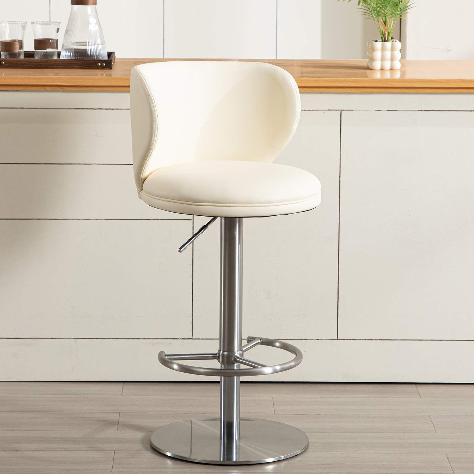 Metal Beige & Silver Stainless Steel Bar Stools & Counter Stools