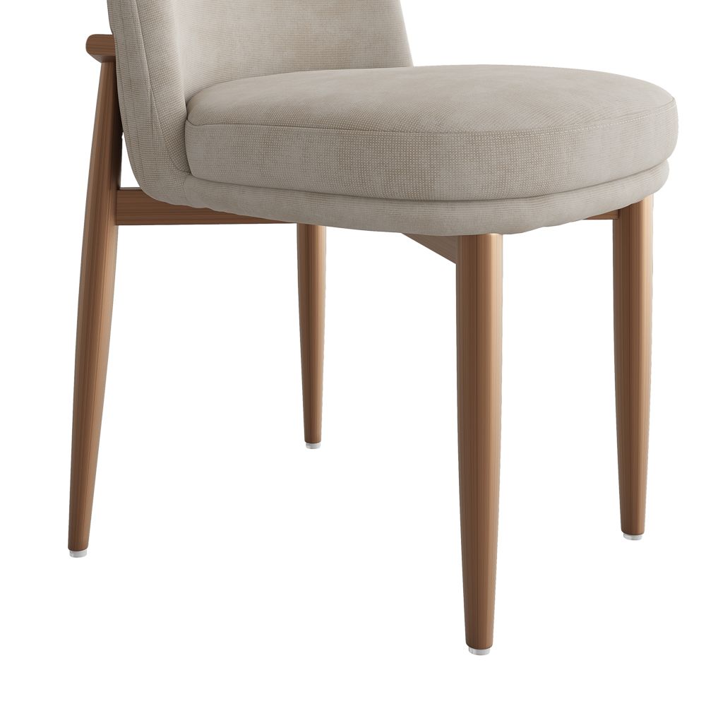 Beige & Bronze Cotton Linen Dining Chairs