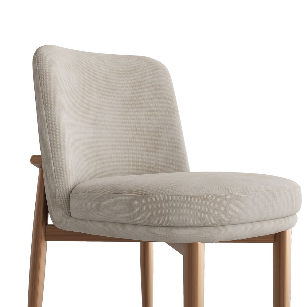 Beige & Bronze Cotton Linen Dining Chairs