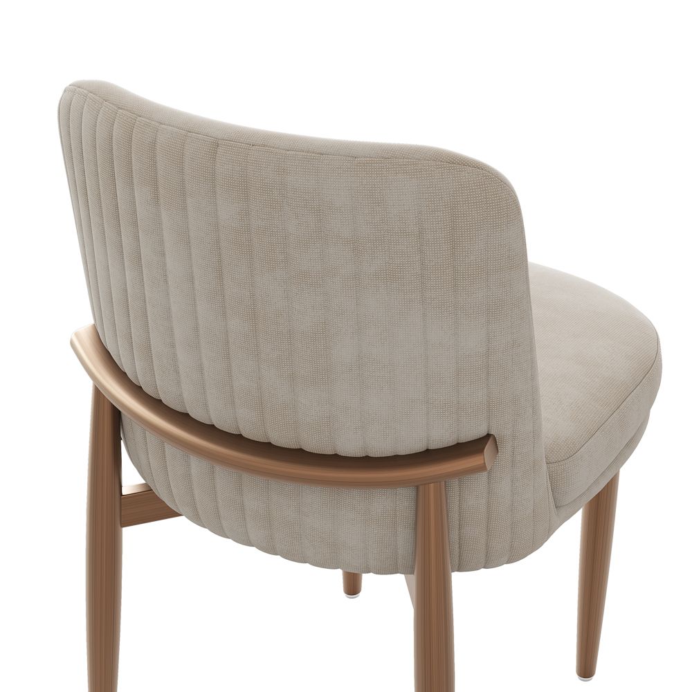 Beige & Bronze Cotton Linen Dining Chairs
