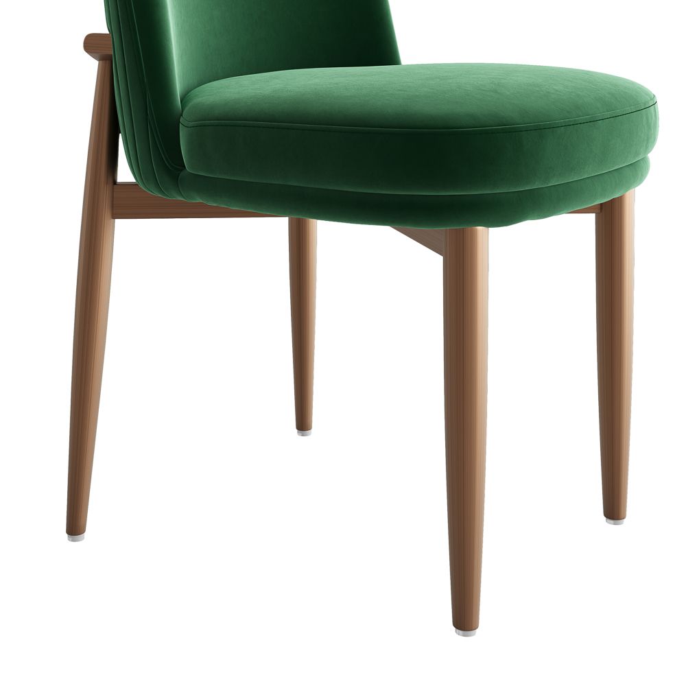 Modern Green & Bronze Velvet Dining Chairs