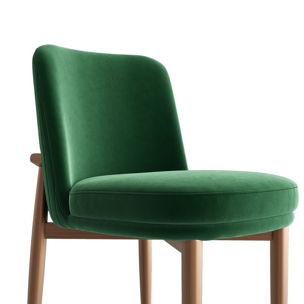 Beige Green & Bronze Velvet Dining Chairs