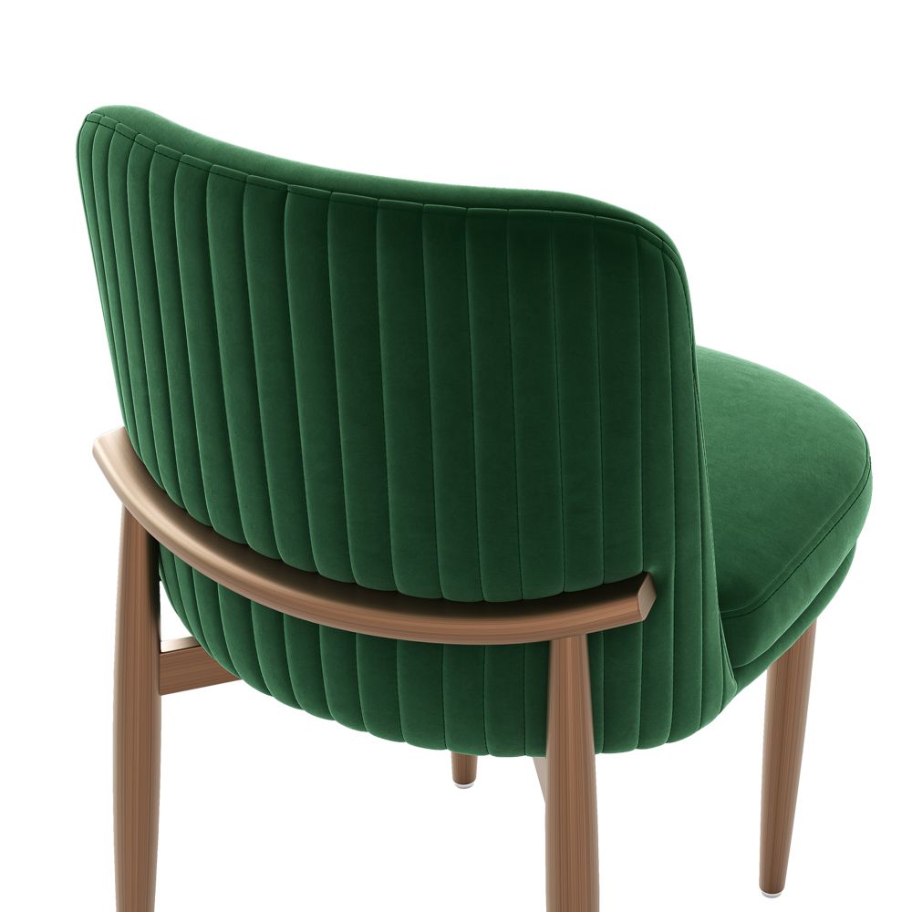 Carbon Steel Green & Bronze Velvet Dining Chairs