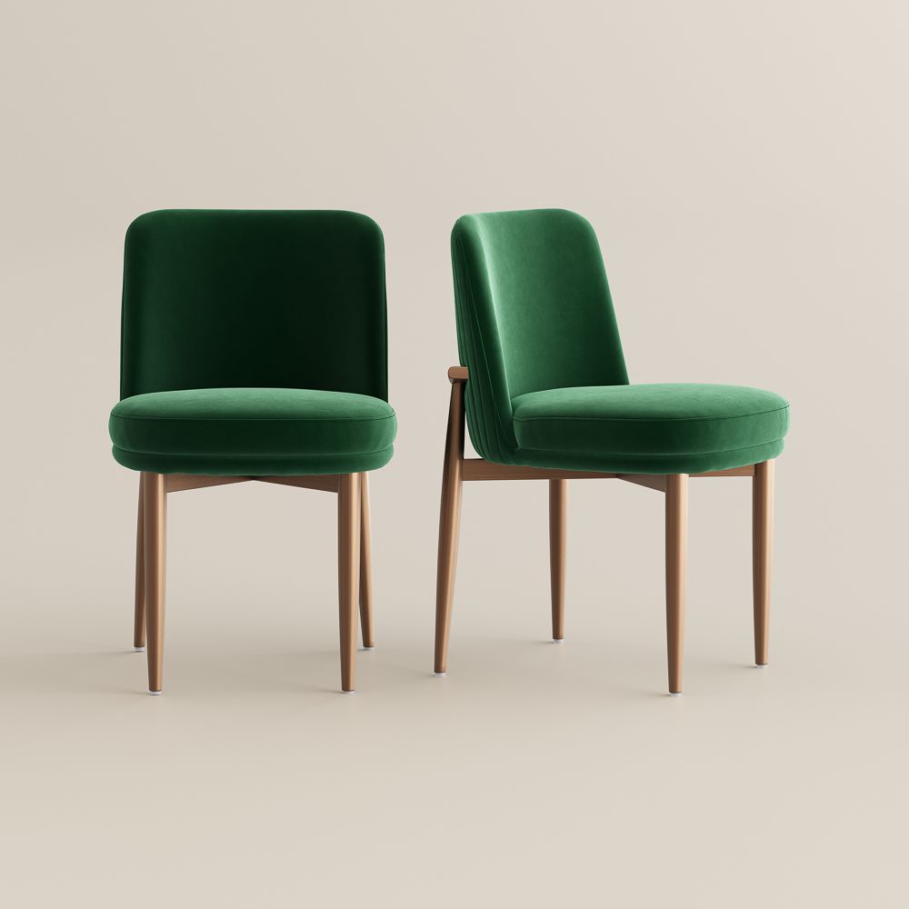Green & Bronze Velvet Chairs
