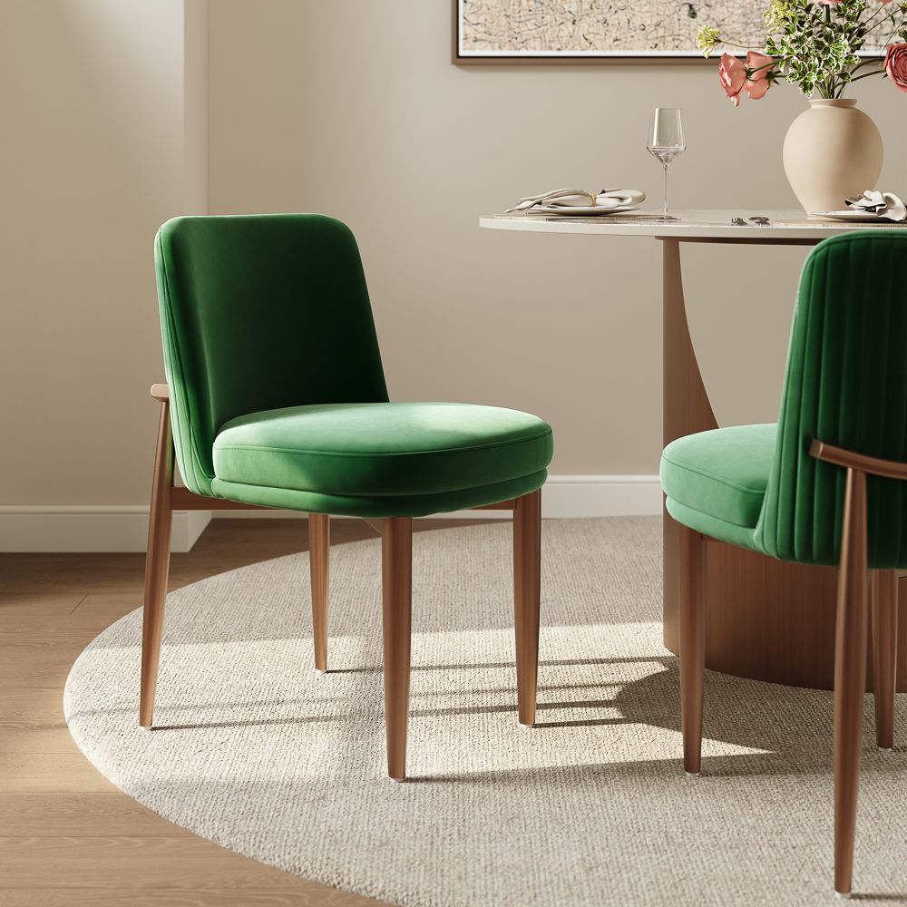 Green & Bronze Velvet Chairs