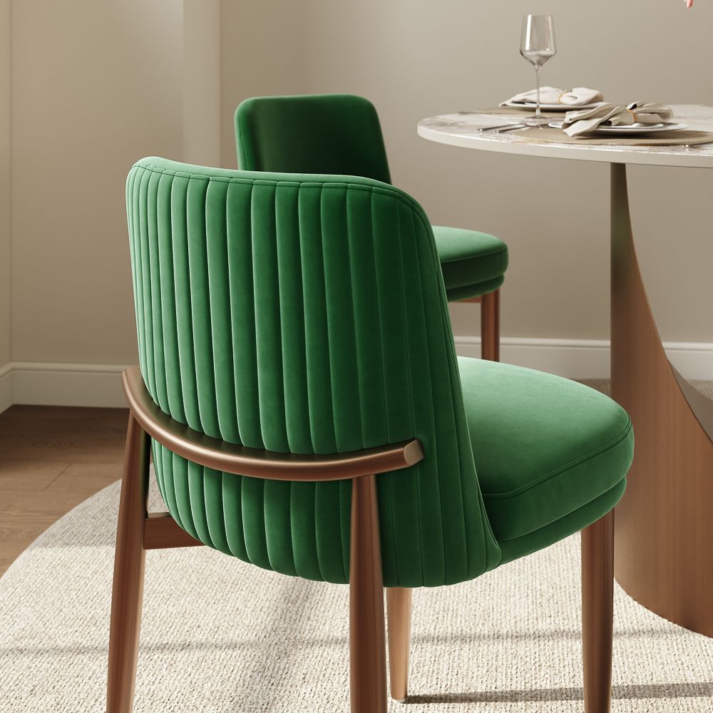 Green & Bronze Velvet Chairs
