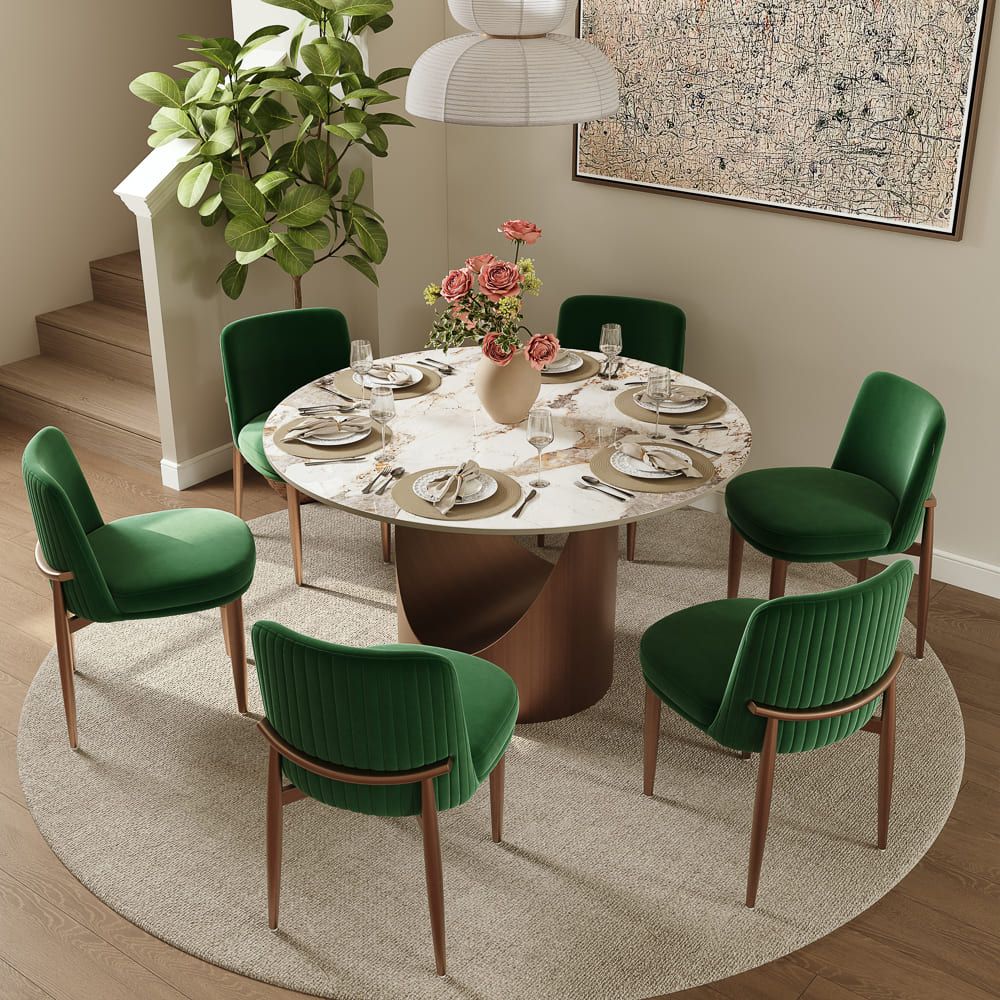 Green & Bronze Velvet Chairs