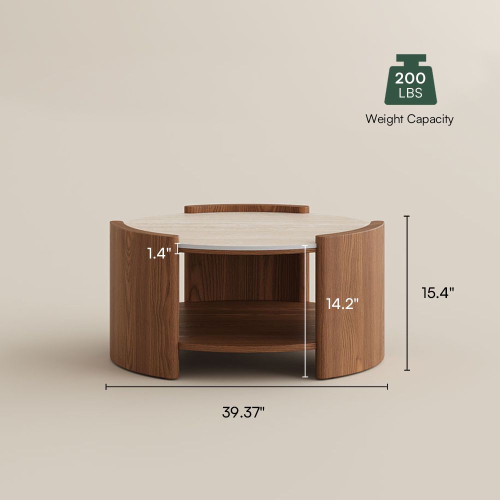 Wood Walnut Color Matte Sintered Stone Coffee Tables