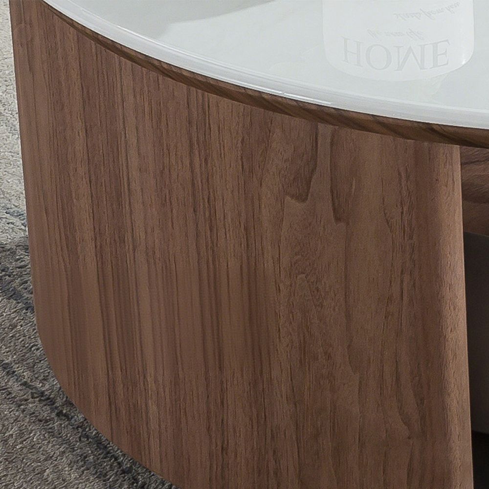 White Microcrystalline Stone Tabletop Coffee Table,with Storage