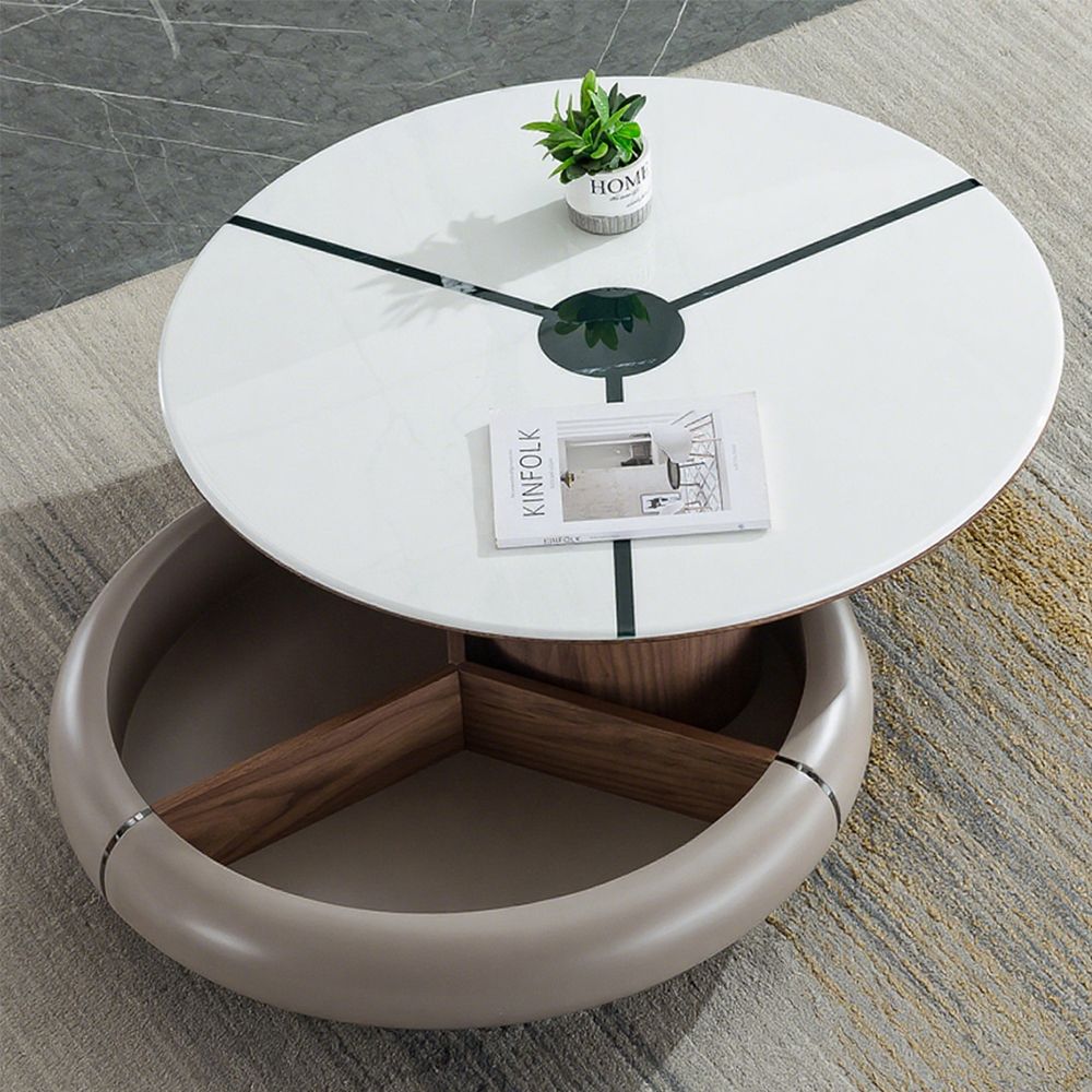 Luxury Microcrystalline Stone Tabletop Coffee Table,with Storage