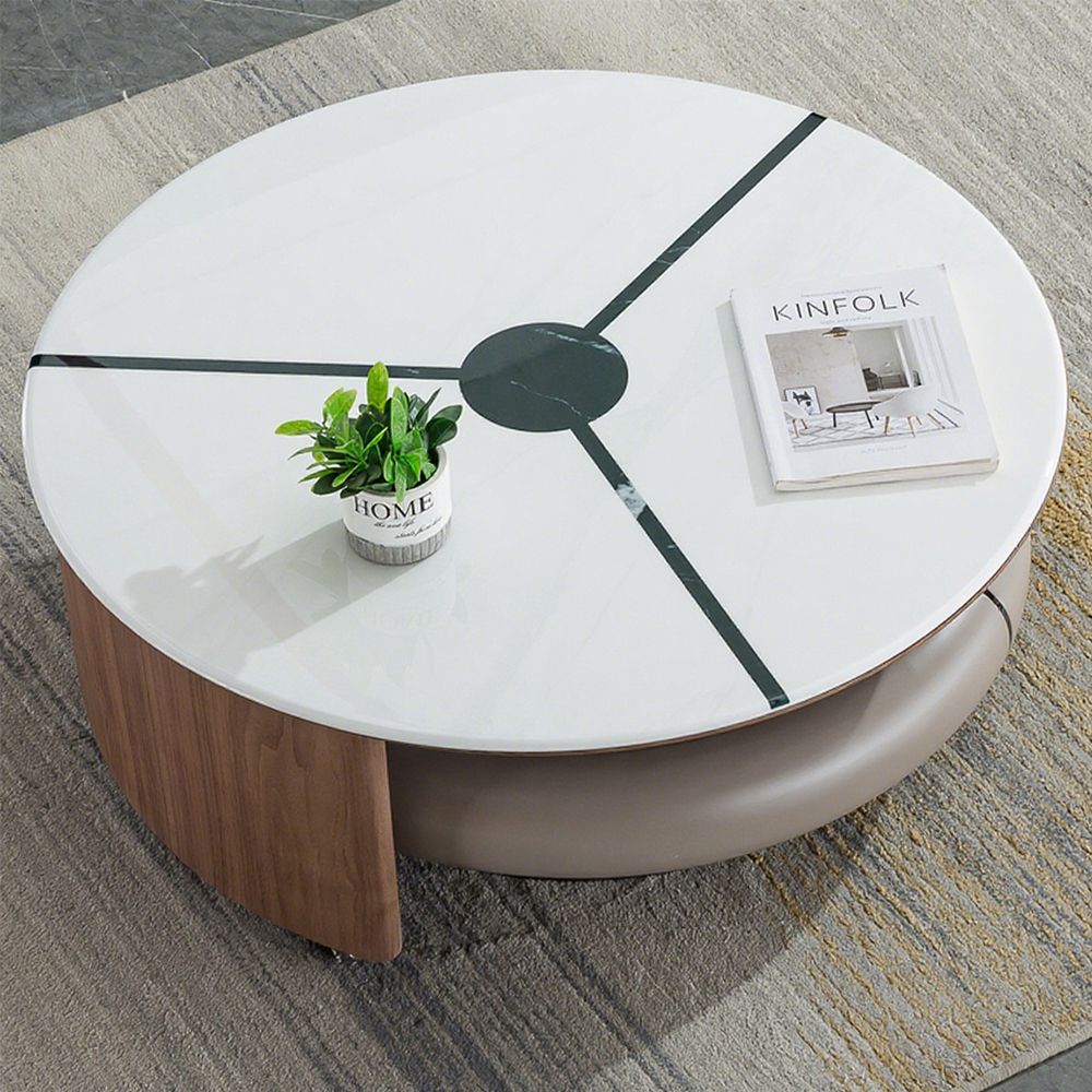 Modern Rotating Coffee Table,with Wheels