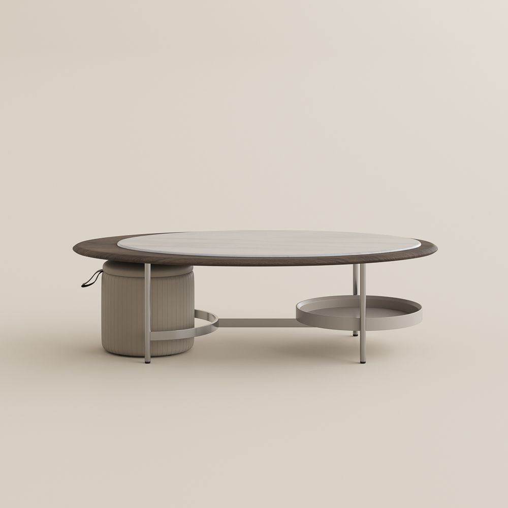 Luxury Modern Coffee Table, Walnut & Grey