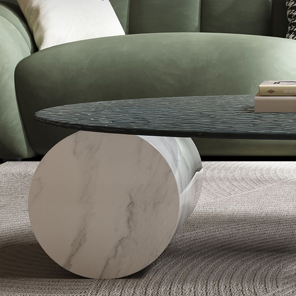 Partly Assemble White & Black Tempered Glass Coffee Tables
