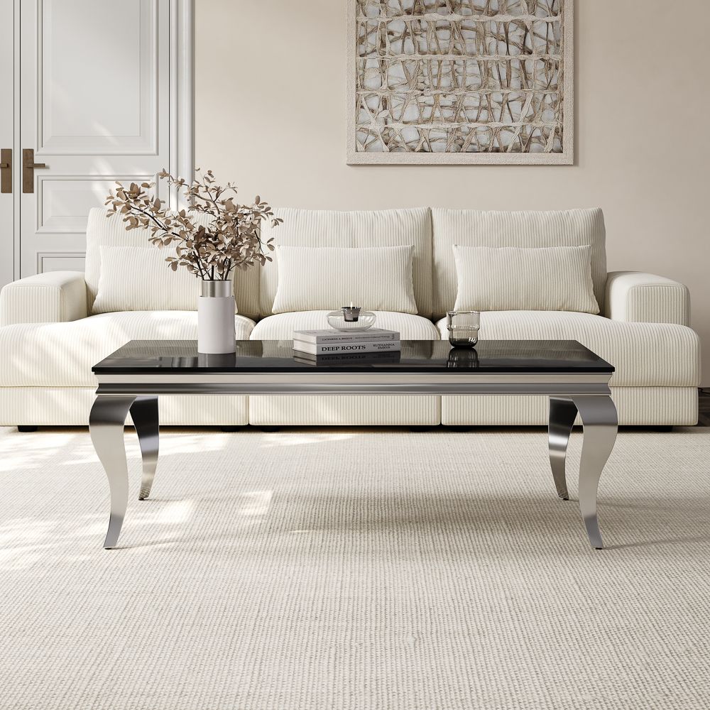 Mid-Century Modern Glossy Black Metal Coffee Tables