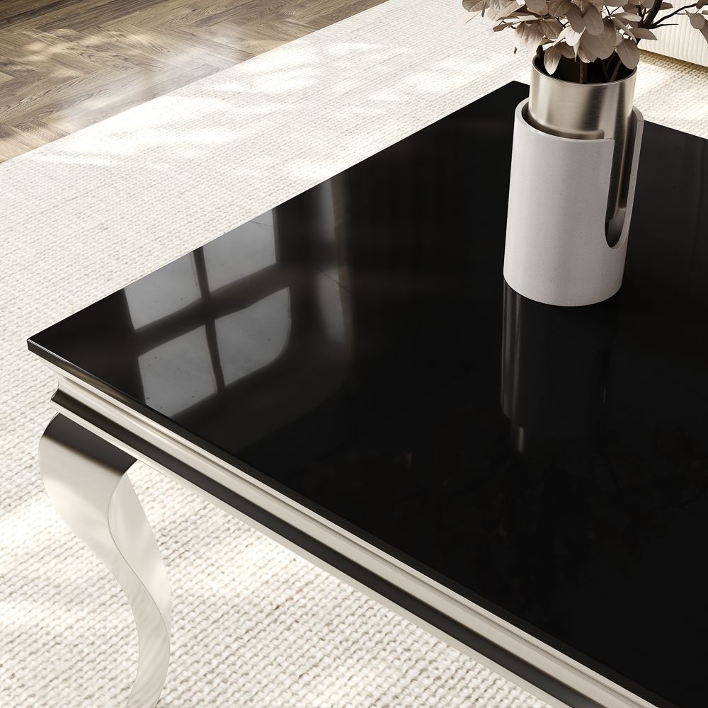 Glass Glossy Black Metal Coffee Tables