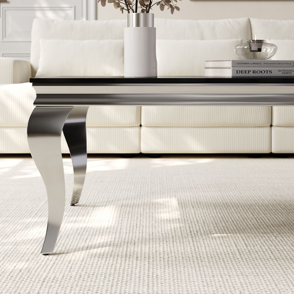 Rectangular Glossy Black Metal Coffee Tables