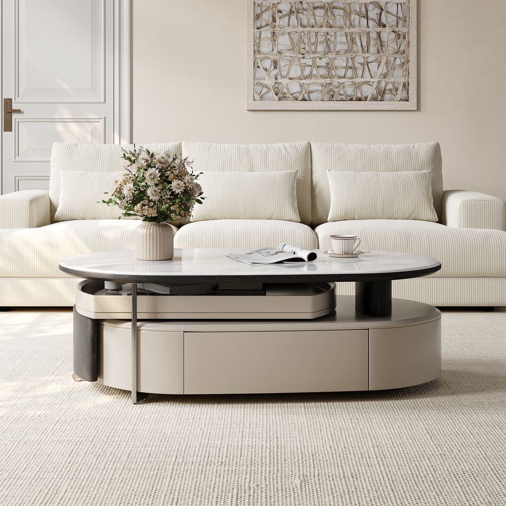 Sintered Stone Grey & Black MDF Coffee Tables