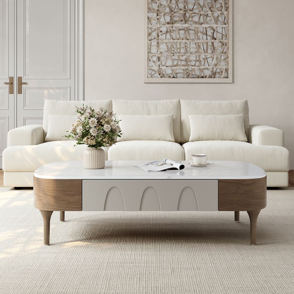 Walnut Color Walnut&Gray Engineered Wood Coffee Tables
