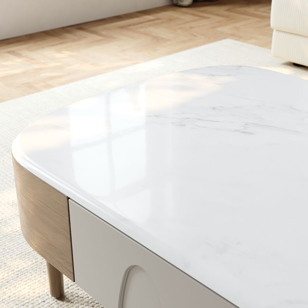 Partly Assemble Walnut&Gray Engineered Wood Coffee Tables