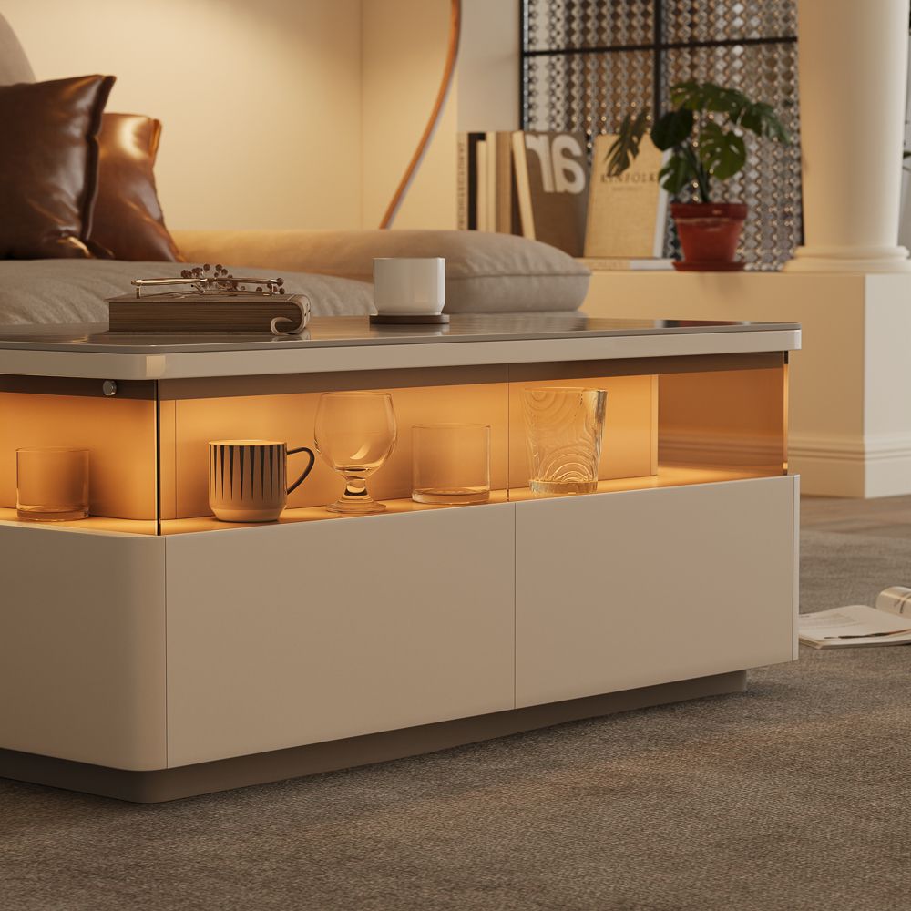 with Storage White Engineered Wood Coffee Tables