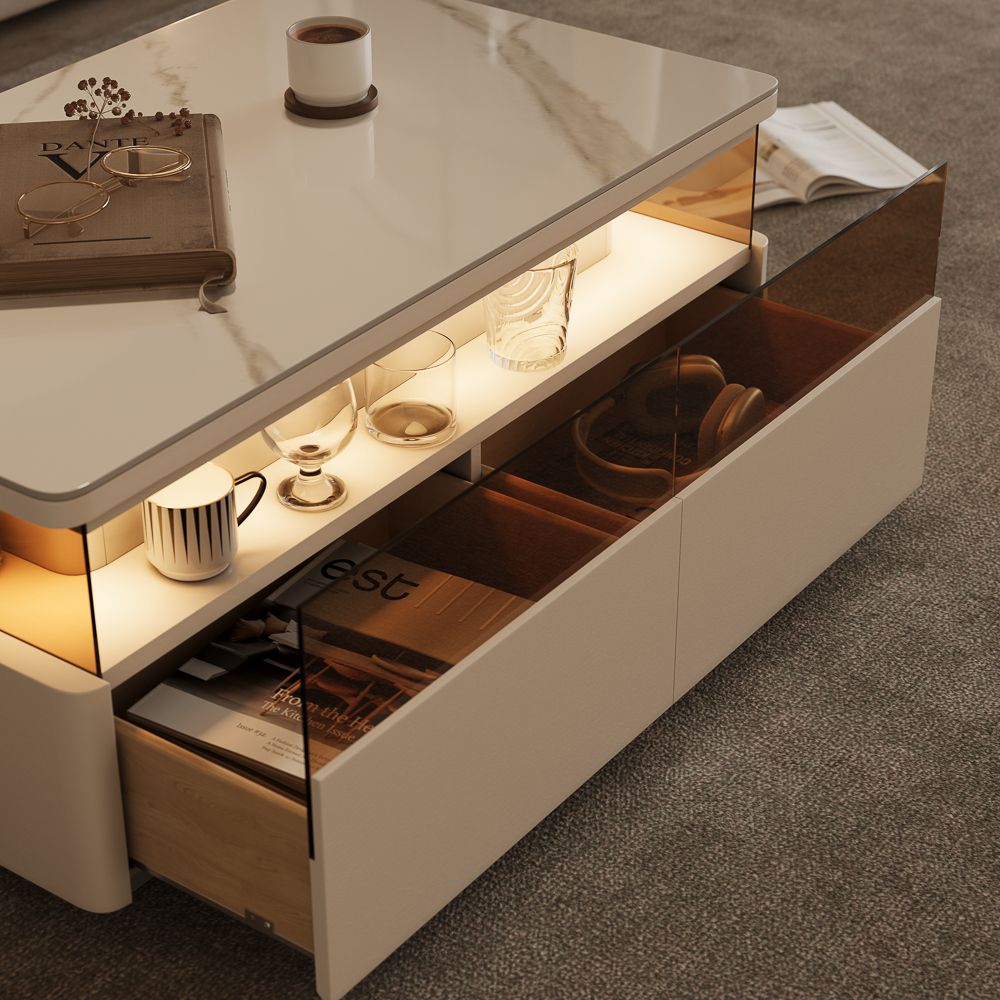 with Storage White Engineered Wood Coffee Tables