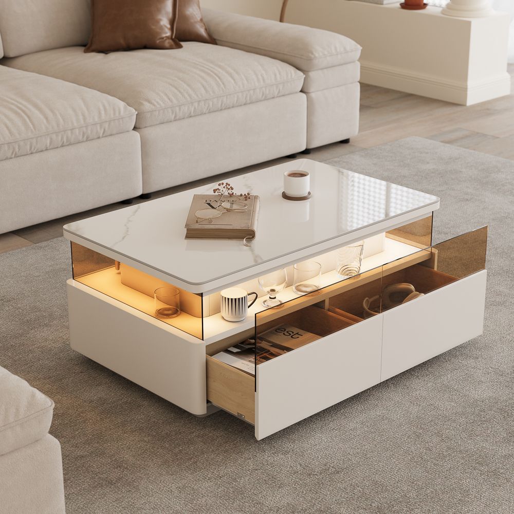 with Storage White Engineered Wood Coffee Tables