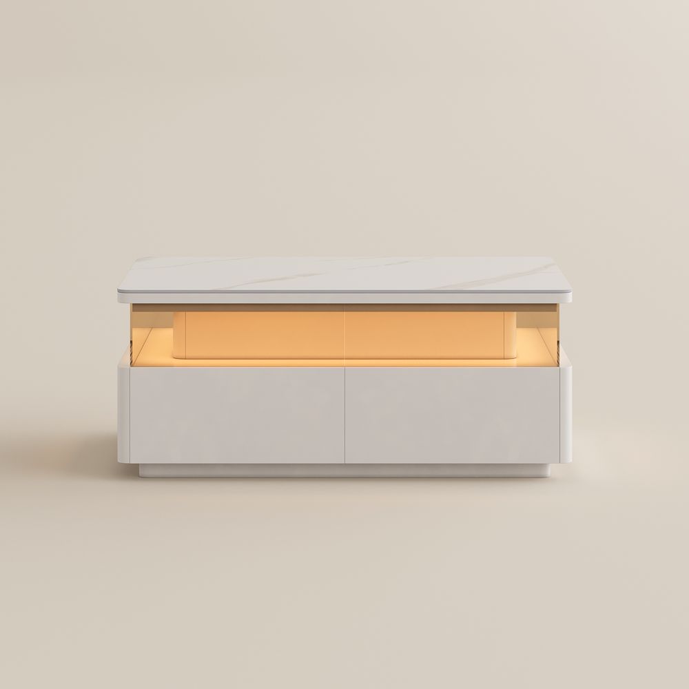 with Storage White Engineered Wood Coffee Tables