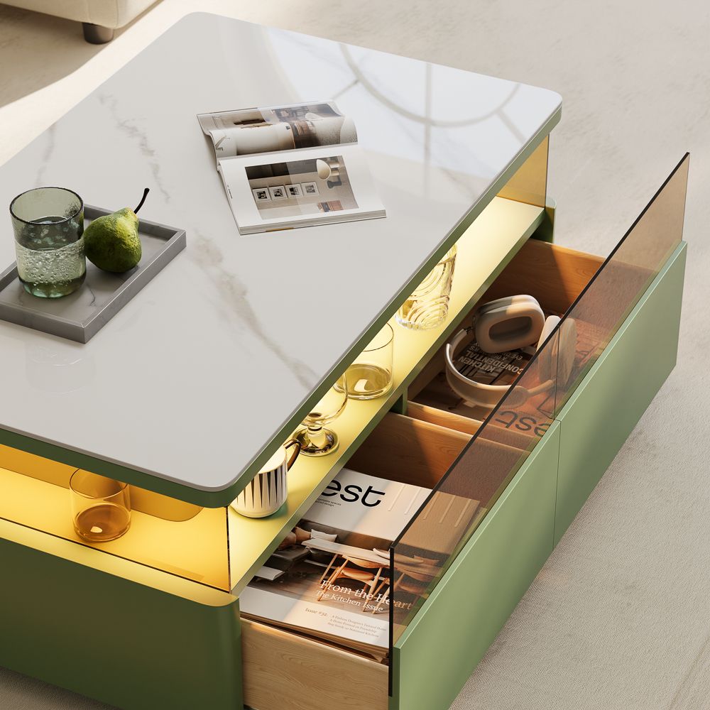 Green & White Engineered Wood Coffee Tables