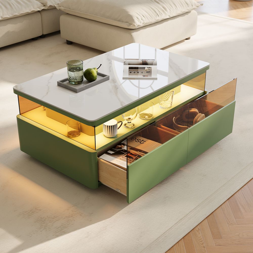 Green & White Engineered Wood Coffee Tables