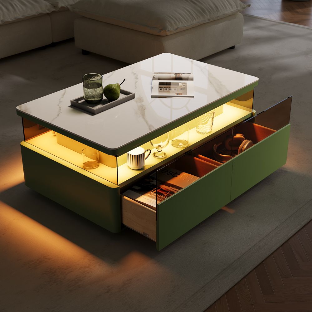 Green & White Engineered Wood Coffee Tables