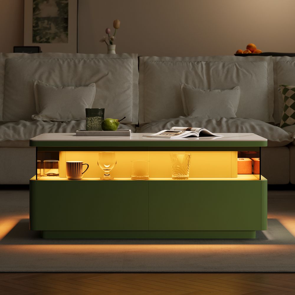 Green & White Engineered Wood Coffee Tables