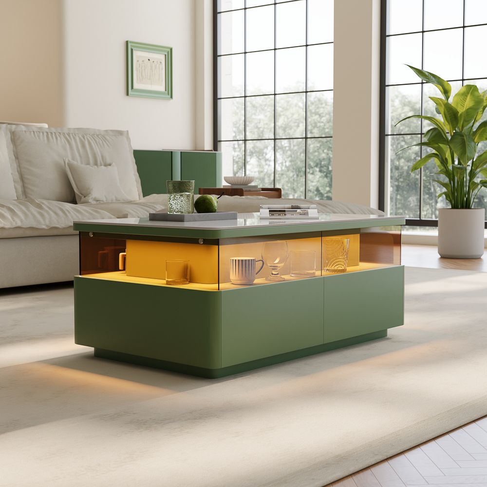 Green & White Engineered Wood Coffee Tables