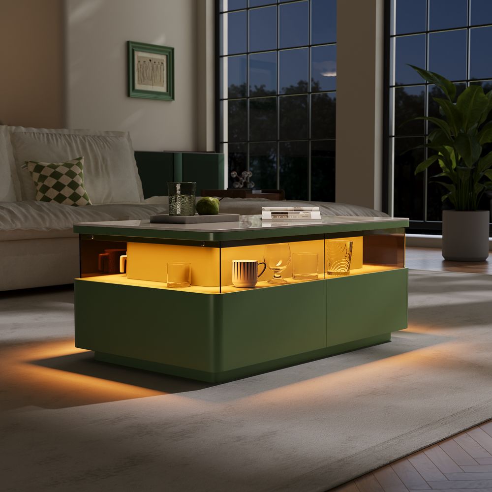 Green & White Engineered Wood Coffee Tables