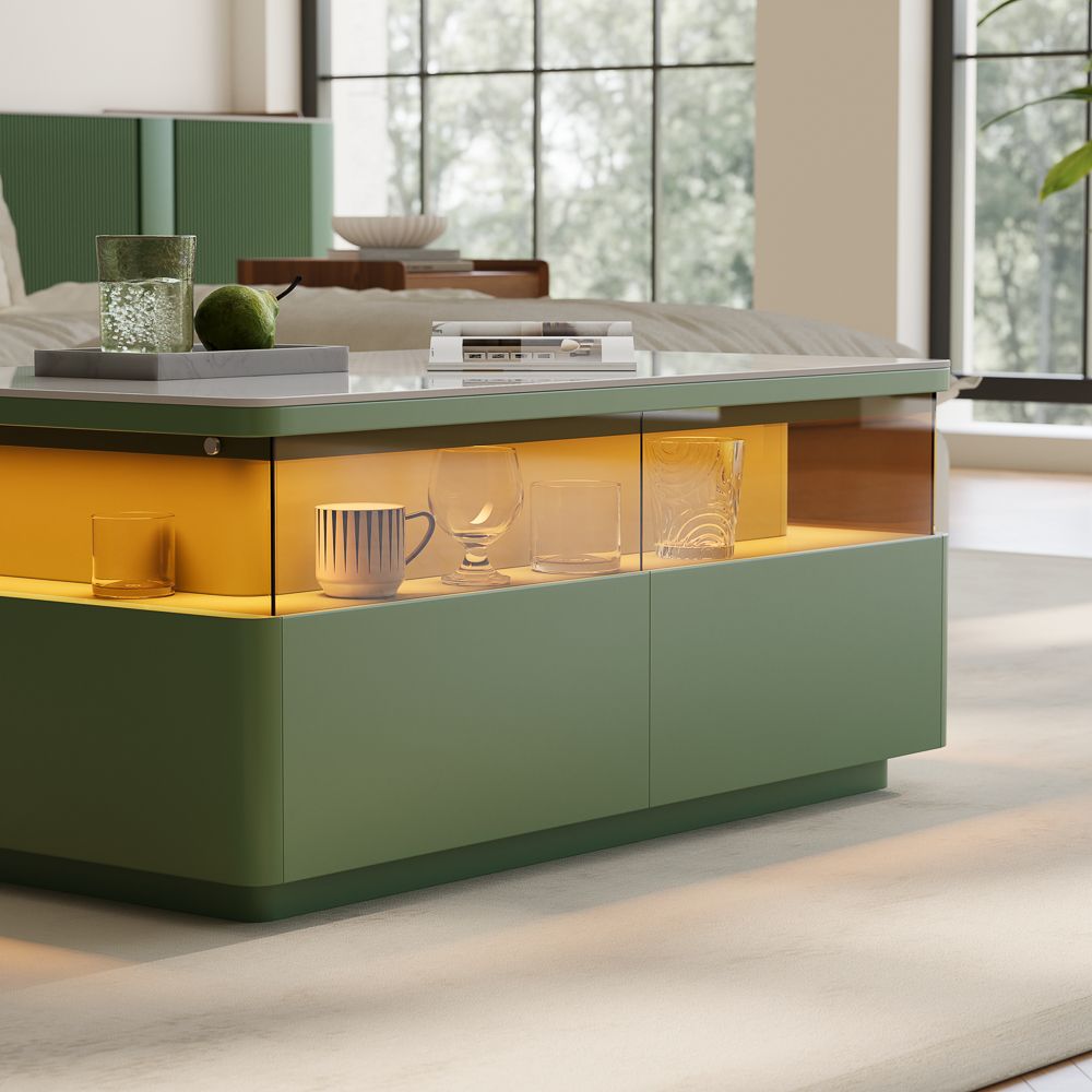 Green & White Engineered Wood Coffee Tables