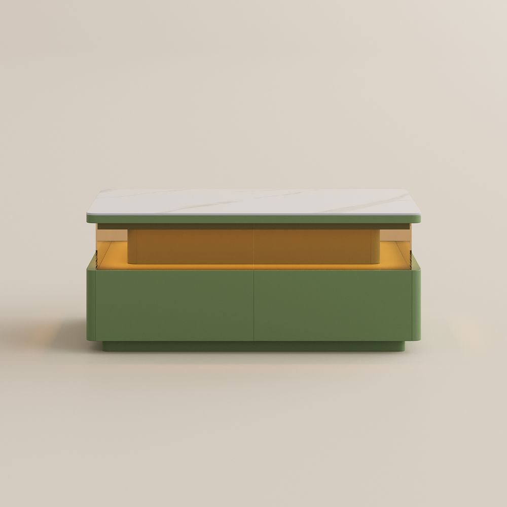 Green & White Engineered Wood Coffee Tables