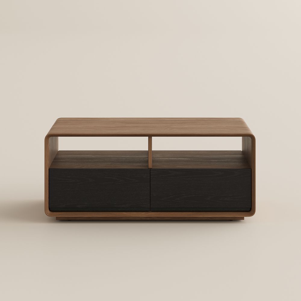 with Drawers Dark Wood & Black Coffee Tables