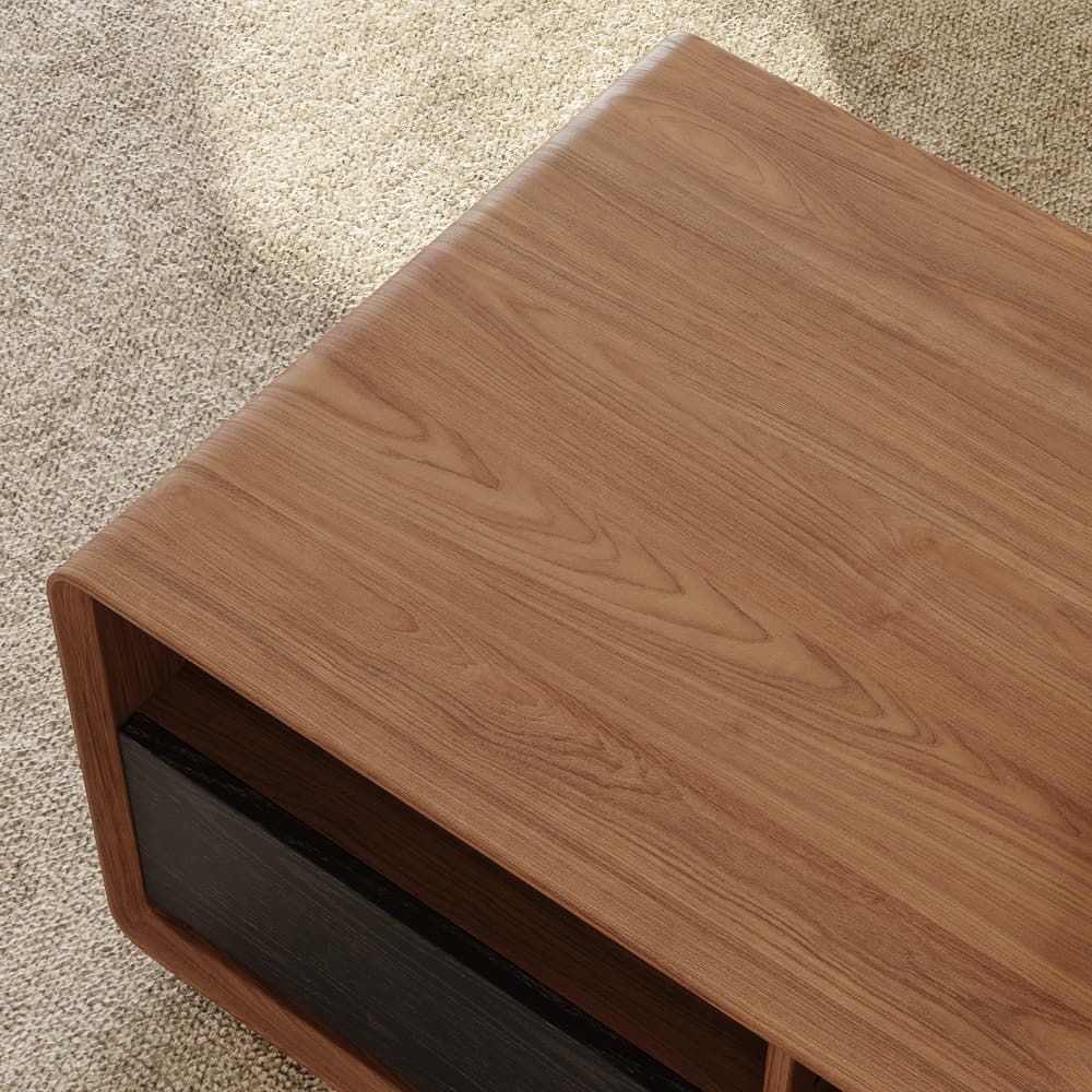 with Drawers Dark Wood & Black Coffee Tables