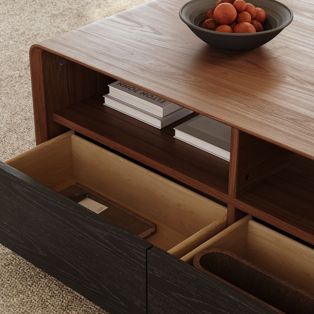 Rectangular Dark Wood & Black Coffee Tables