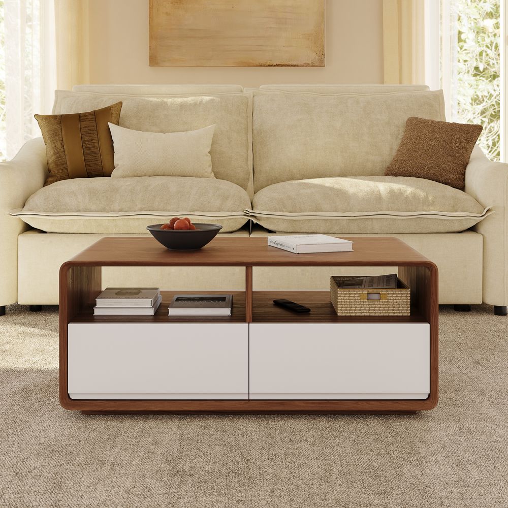 with Storage Dark Wood & White Coffee Tables