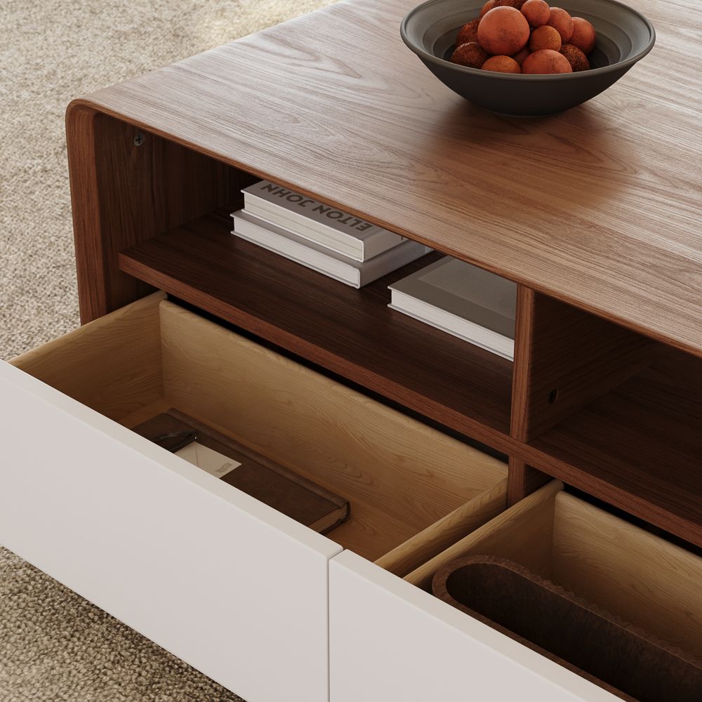 with Drawers Dark Wood & White Coffee Tables