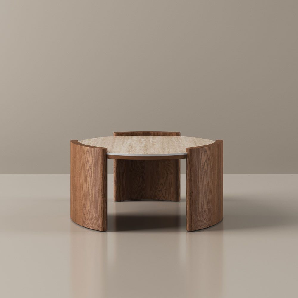 Travertine Walnut Color Matte Sintered Stone Coffee Tables