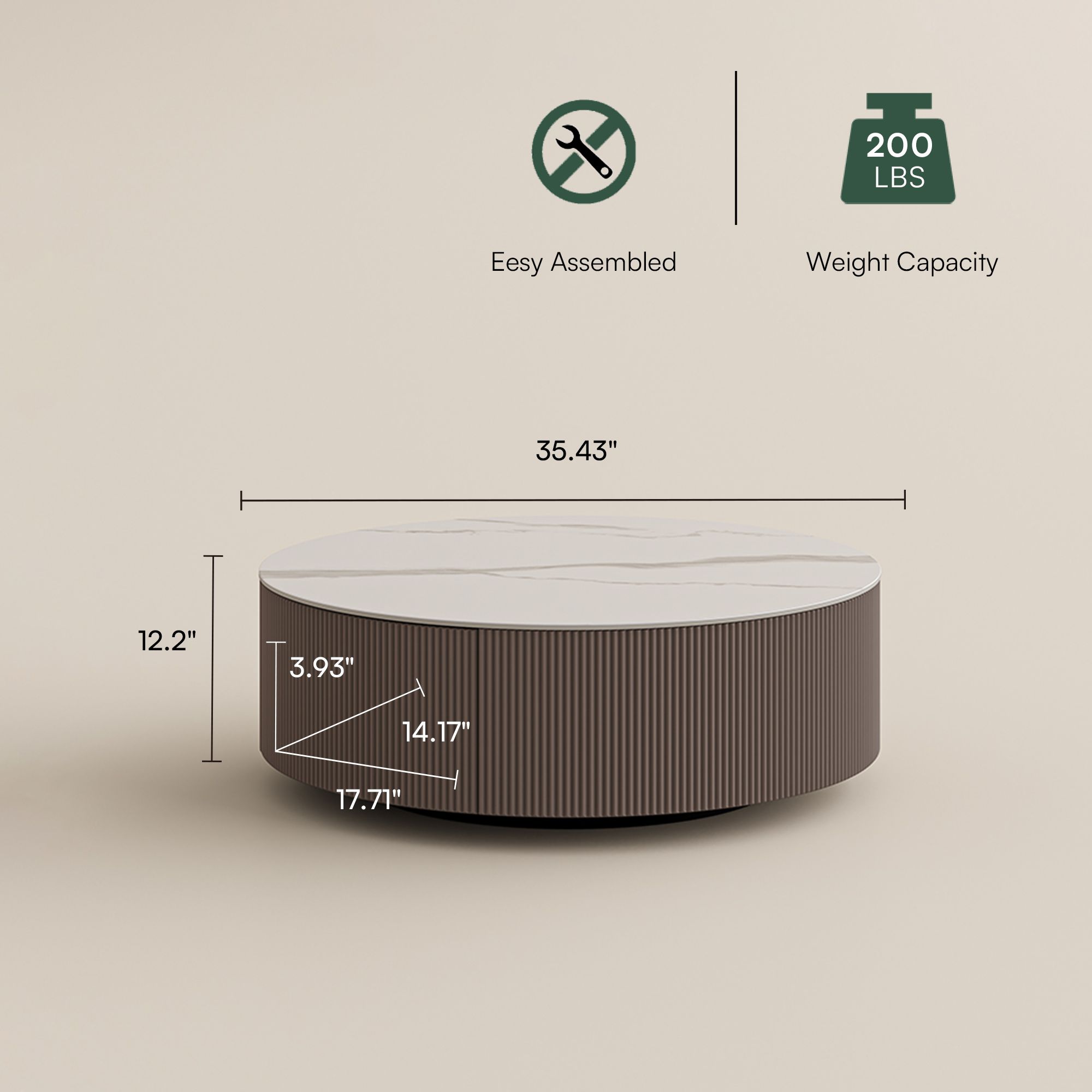 Modern Gray Sintered Stone Coffee Tables