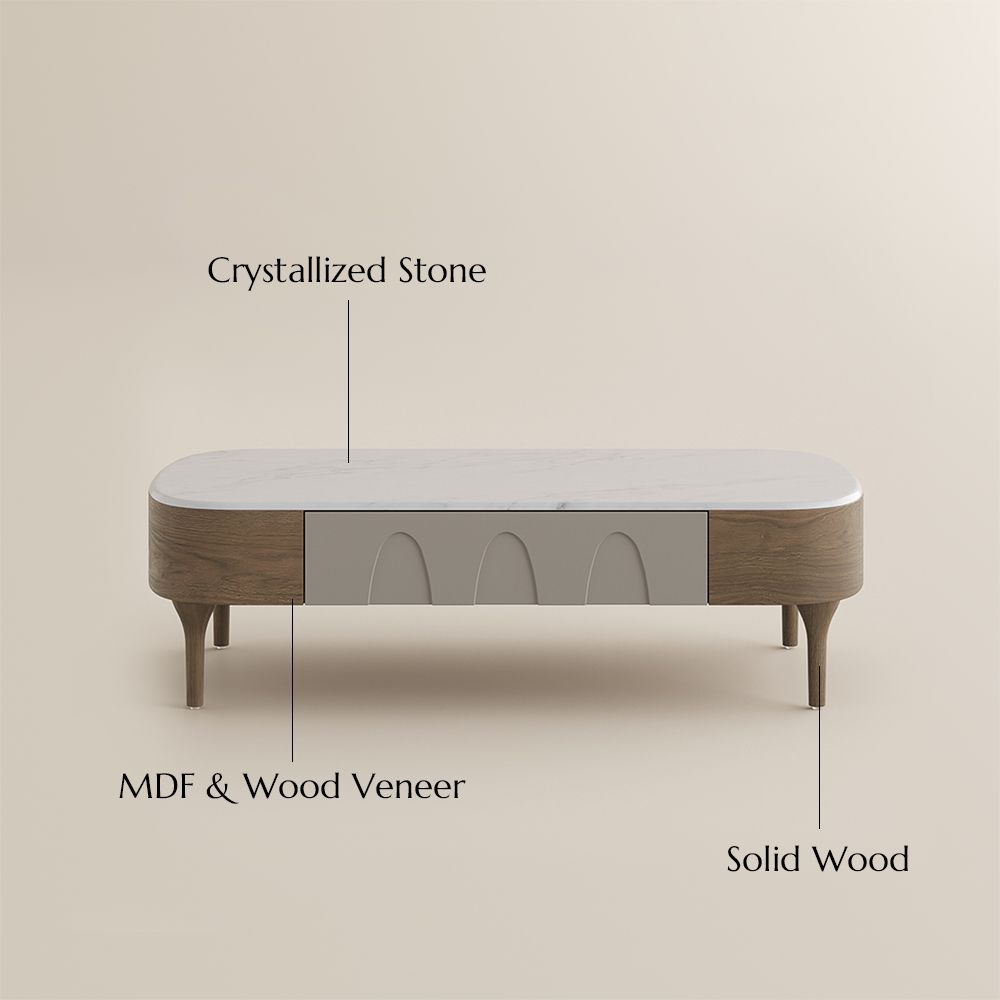 Luxury Walnut&Gray Engineered Wood Coffee Tables