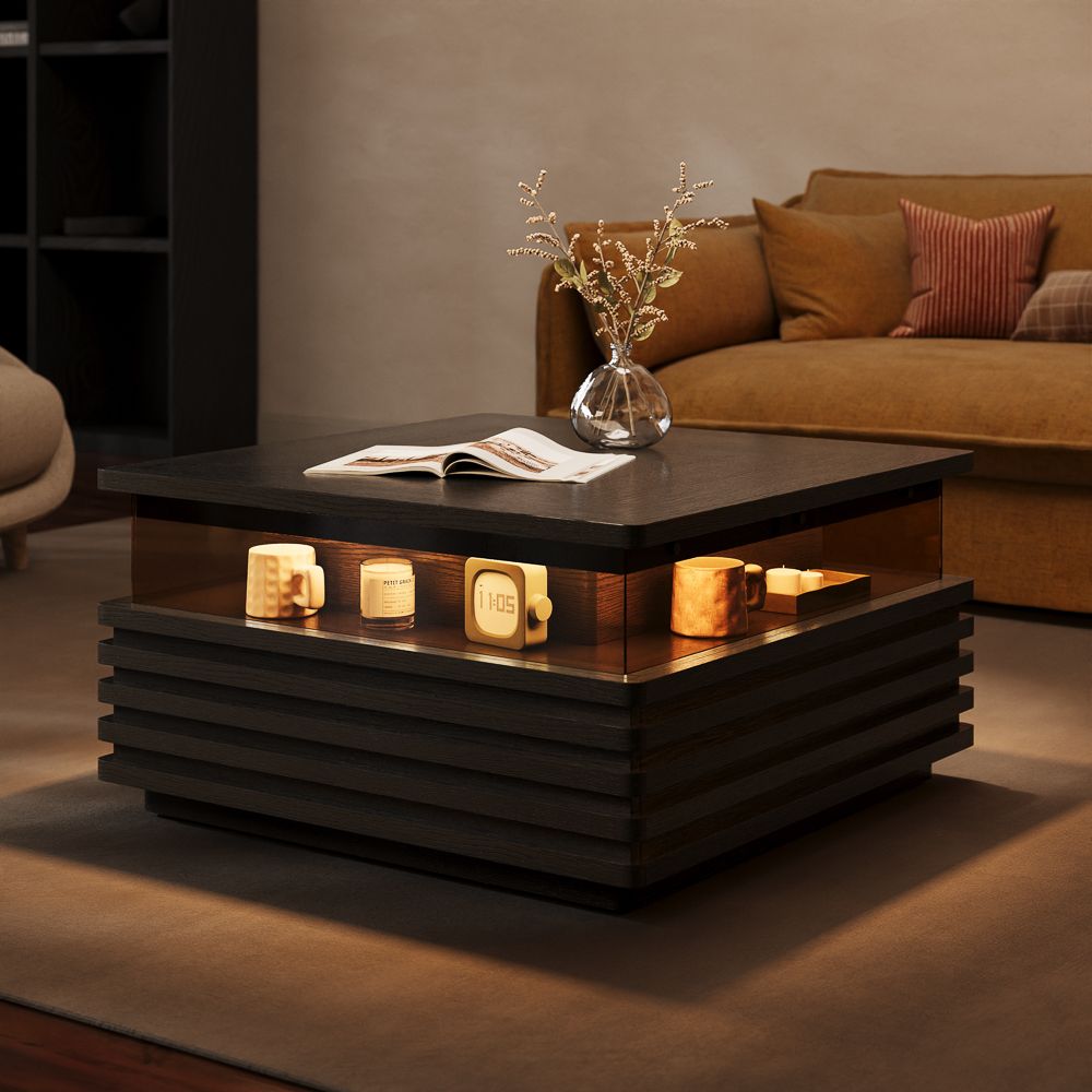 Walnut Black Engineered Wood Coffee Tables