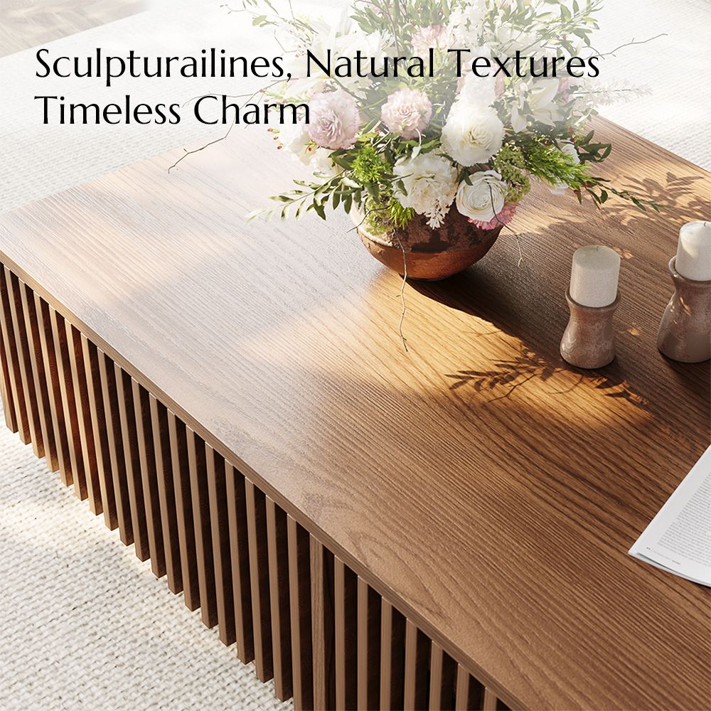 Rectangular Walnut Color Engineered Wood Coffee Tables