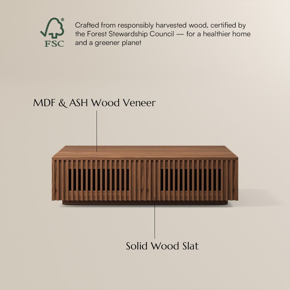 Aeolus Walnut Color Engineered Wood Coffee Tables